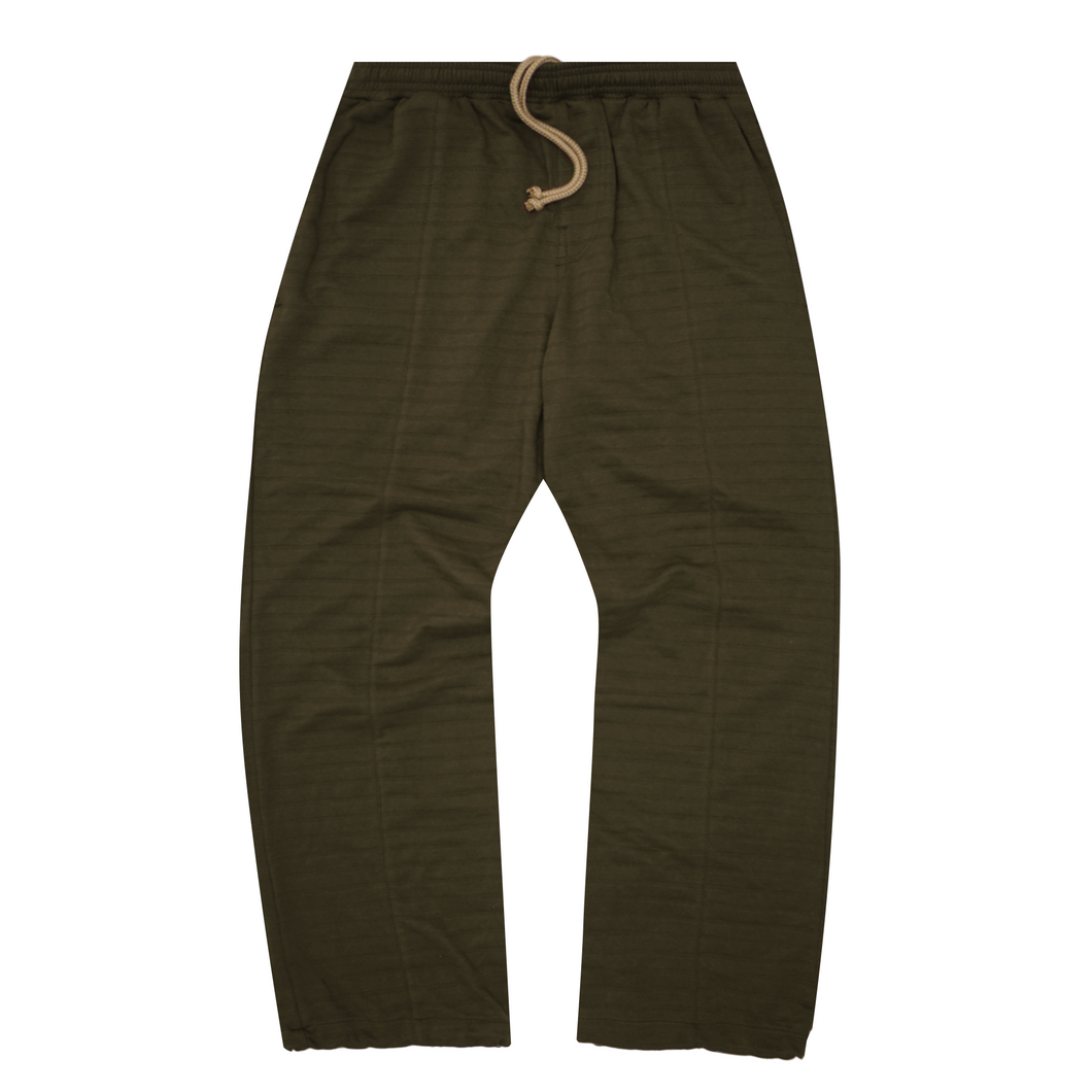 ROGUE SPLIT WIDE PANTS IN OLIVE STRIPED PIQUE